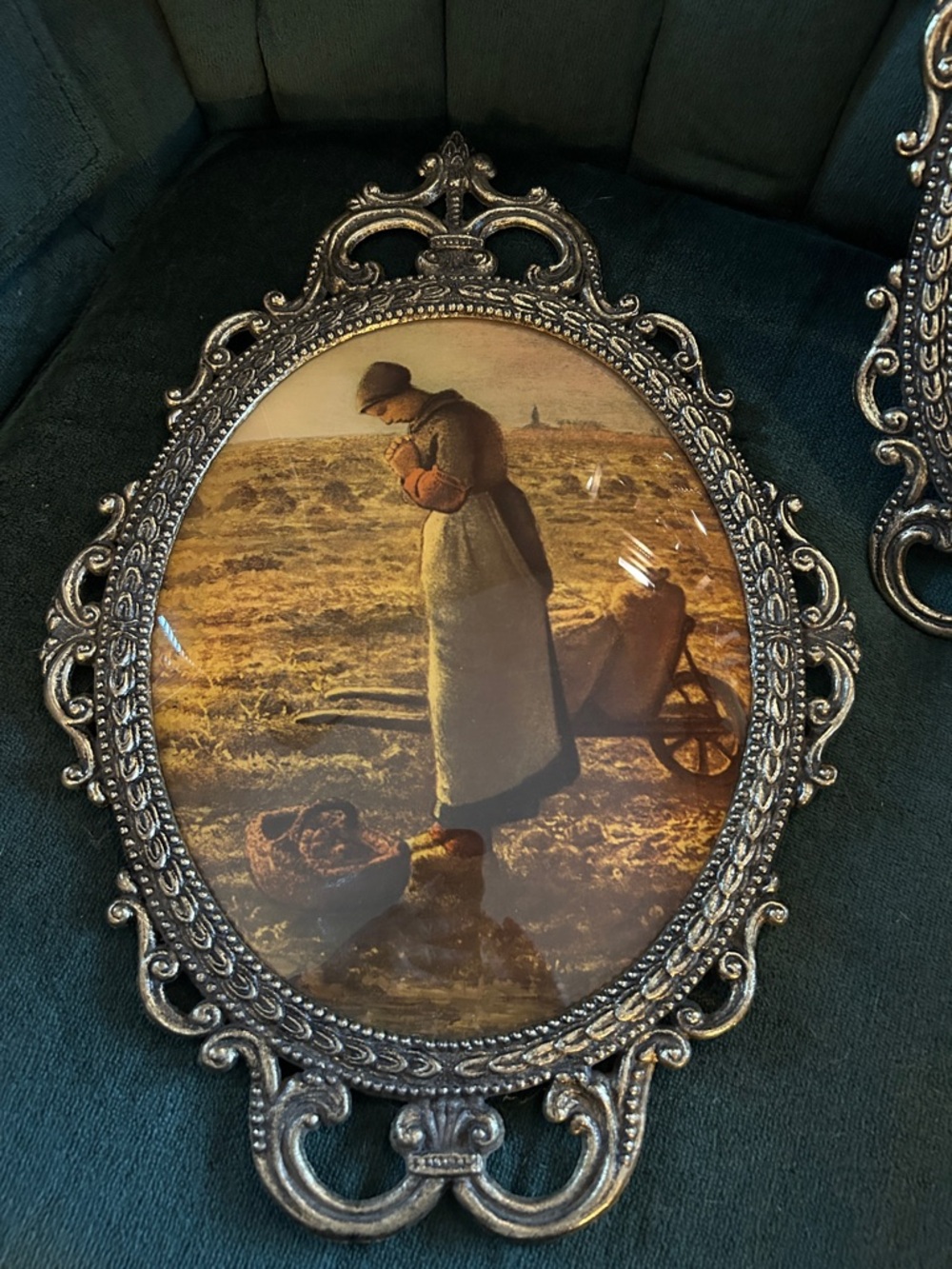 Convex Bubble Glass framed prints of The Angelus Peasant Farmers - Picture 3 of 9